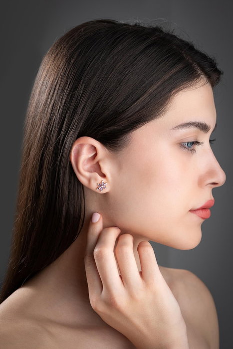 Heliophilia Silver Pendientes de Plata de Ley 925 con Baño de Oro Rosa y Circón